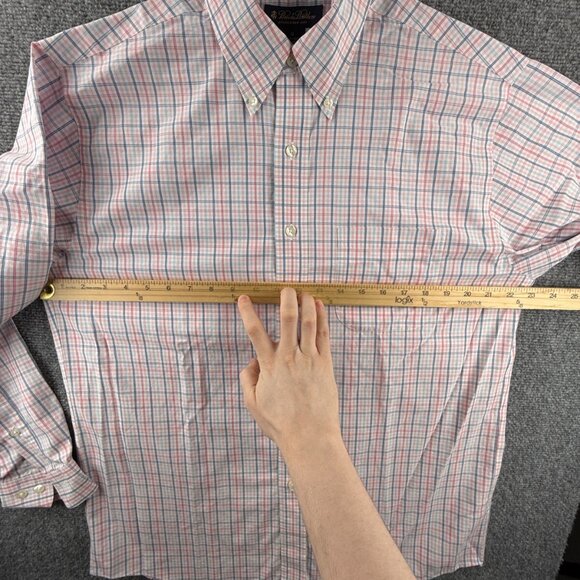 Brooks Brothers Pink Blue Check Long Sleeve Woven Medium Non Iron Woven Cotton - Picture 5 of 11